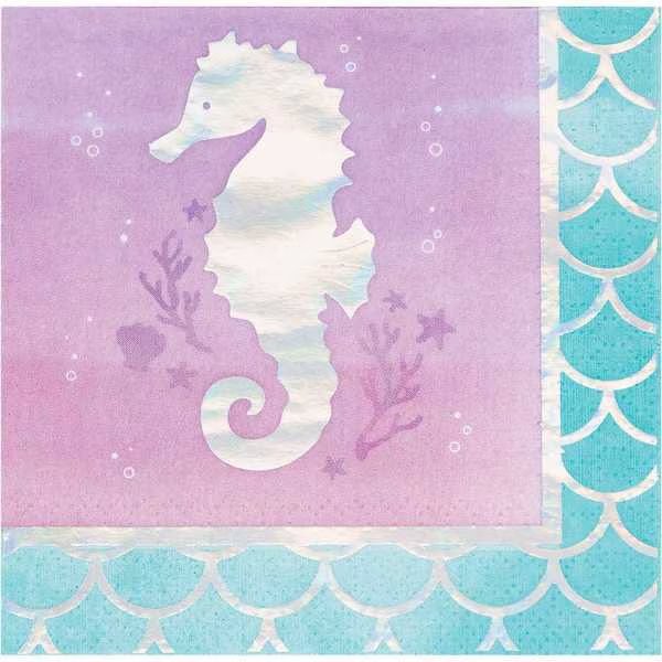 Iridescent Mermaid Party Beverage Napkins, 5"x5", 192PK, Creative Converting, Mfr#: 336708