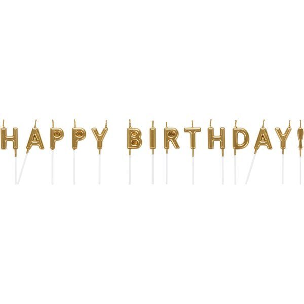 Gold Happy Birthday Candles, .5"x2.5", 168PK, Creative Converting, Mfr#: 339949