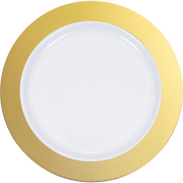 Gold Rim Plastic Dessert Plates, 7", 120PK, Sensations, Mfr#: 347872
