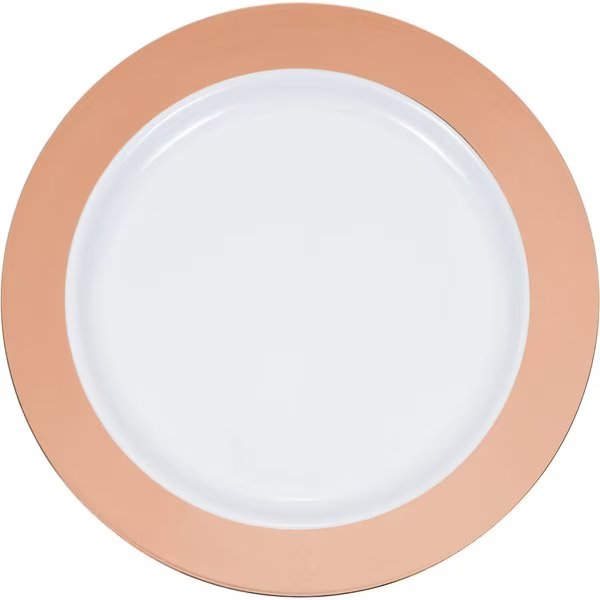 Rose Gold Rim Plastic Dessert Plates, 7", 120PK, Sensations, Mfr#: 347878