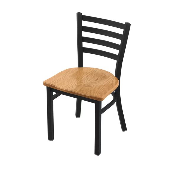 400 Jackie 18" Chair with Black Wrinkle Finish and Medium Oak Seat, Holland Bar Stool Co, Mfr#: 40018BWMedOak