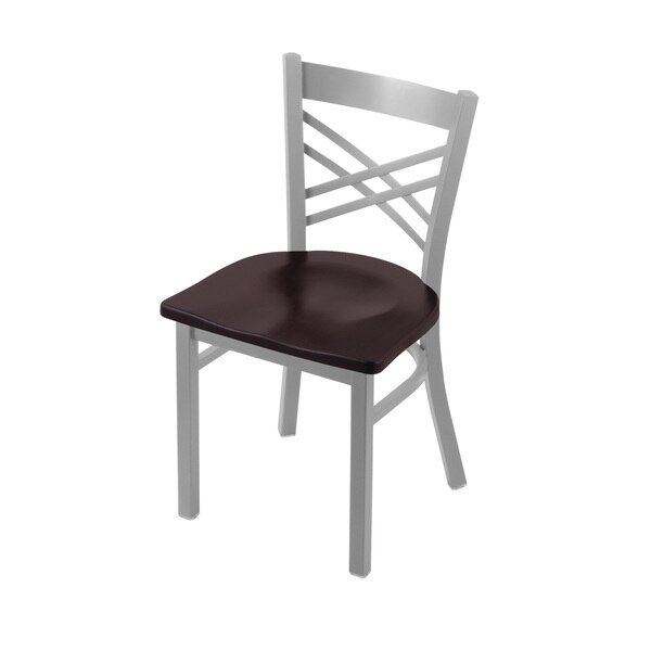 620 Catalina 18" Chair with Anodized Nickel Finish and Dark Cherry Maple Seat, Holland Bar Stool Co, Mfr#: 62018ANDCMpl