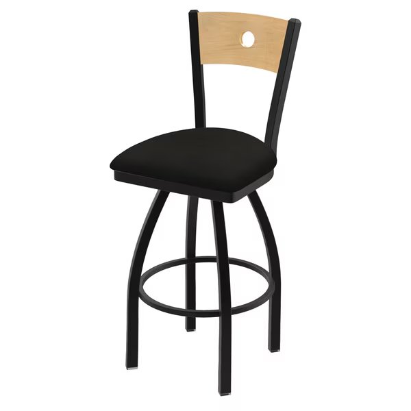 25" Swivel Counter Stool, Black Wrinkle, Nat Back, Canter Espresso Seat, Holland Bar Stool Co, Mfr#: 83025BWNatMplB003