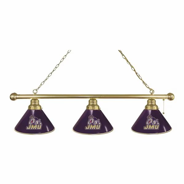 James Madison 3 Shade Billiard Light, Brass Fixture, Holland Bar Stool Co, Mfr#: BL3BRJmsMad