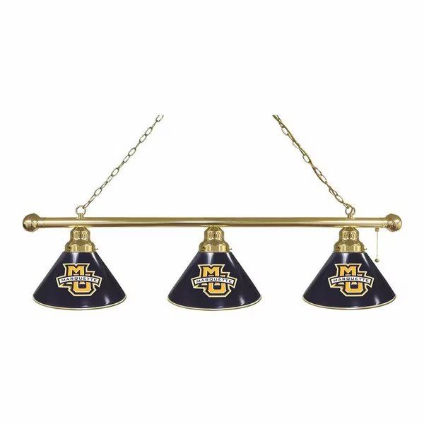 Marquette 3 Shade Billiard Light, Brass Fixture, Holland Bar Stool Co, Mfr#: BL3BRMrqtte