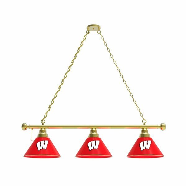 Wisconsin "W" 3 Shade Billiard Light, Brass Fixture, Holland Bar Stool Co, Mfr#: BL3BRWisc-W