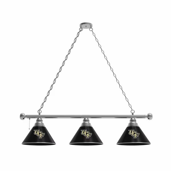 Central Florida 3 Shade Billiard Light, Chrome Fixture, Holland Bar Stool Co, Mfr#: BL3CHCenFla