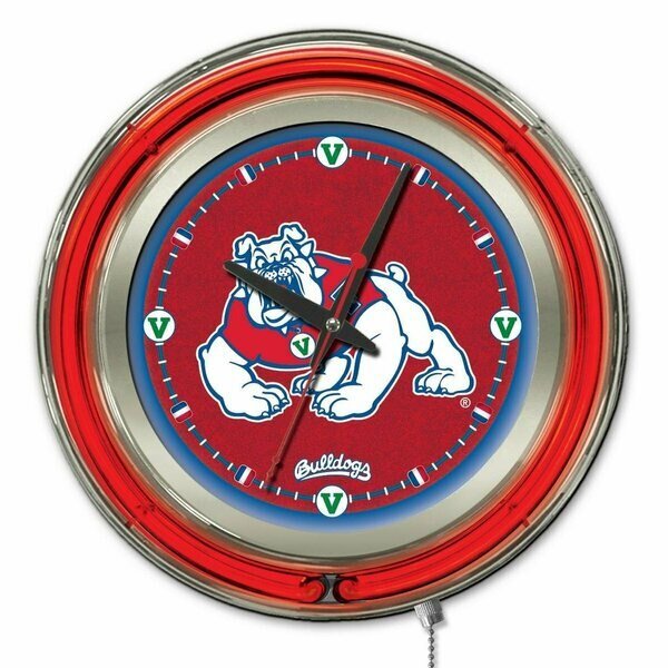 Fresno State University Double Neon 15" Clock, Holland Bar Stool Co, Mfr#: Clk15FresSt