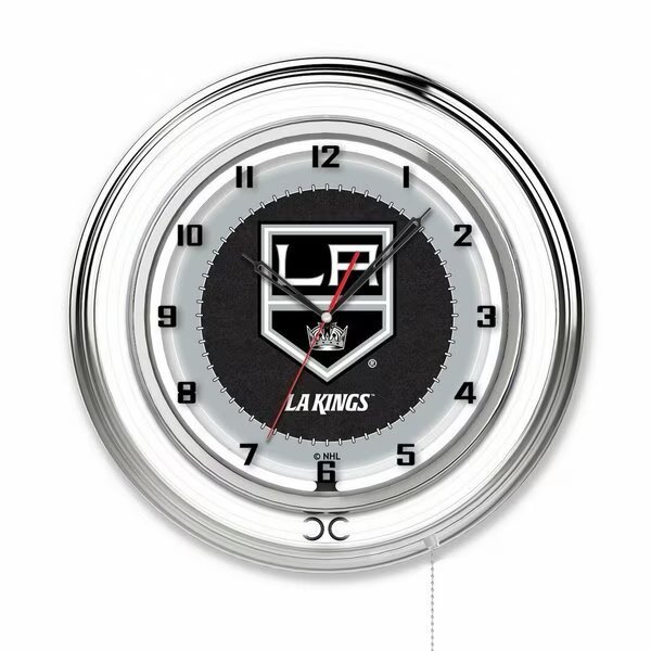 Los Angeles Kings Double Neon 19" Clock, NHL, Holland Bar Stool Co, Mfr#: Clk19LAKing