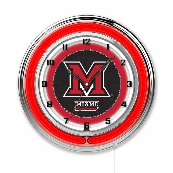 Miami University (OH) Double Neon 19" Clock, Holland Bar Stool Co, Mfr#: Clk19Mia-OH