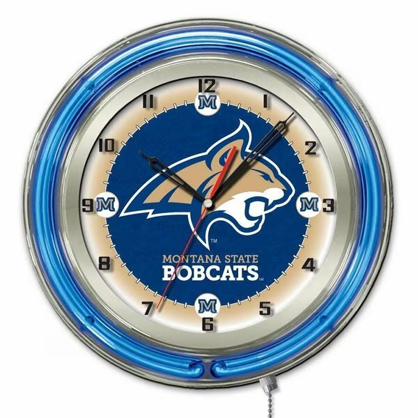 Montana State University Double Neon 19" Clock, Holland Bar Stool Co, Mfr#: Clk19MontSt