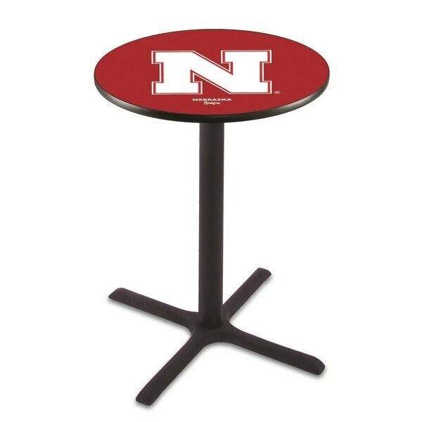 42" Blk Wrinkle Nebraska Pub Table, 36" dia. Top, Holland Bar Stool Co, Mfr#: L211B4236NebrUn