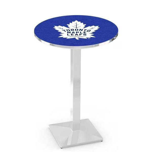 42" Chrome Toronto Maple Leafs Pub Table, 36" dia. Top, Holland Bar Stool Co, Mfr#: L217C4236TorMpl