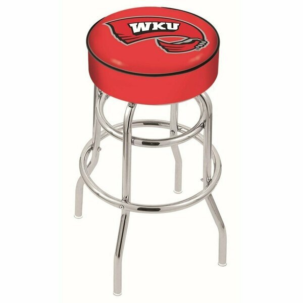 25" Western Kentucky Cushion Seat, 2-Ring Chrome Swivel Bar Stool, Holland Bar Stool Co, Mfr#: L7C125WestKy