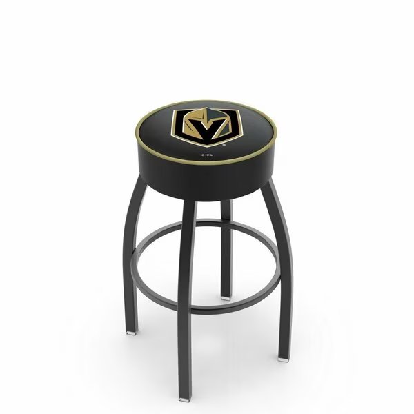 25" Vegas Golden Knights Cushion Seat, Blk Wrnkl Base Swivel Bar Stool, Holland Bar Stool Co, Mfr#: L8B125LVGdKn