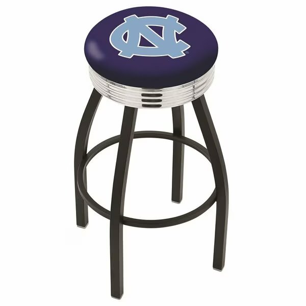 30" Blk Wrinkle North Carolina Swivel Bar Stool, Chrome Ring, Holland Bar Stool Co, Mfr#: L8B3C30NorCar