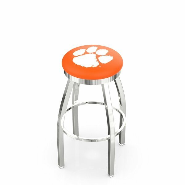 25" Chrome Clemson Swivel Bar Stool, Accent Ring, Holland Bar Stool Co, Mfr#: L8C2C25Clmson