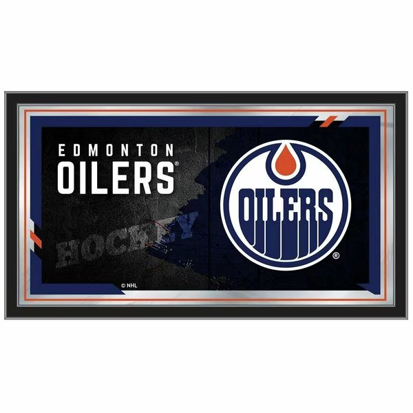 Edmonton Oilers 15" x 26" Hockey Collector Mirror by Holland Bar Stool Company, Holland Bar Stool Co, Mfr#: MColEdmOil