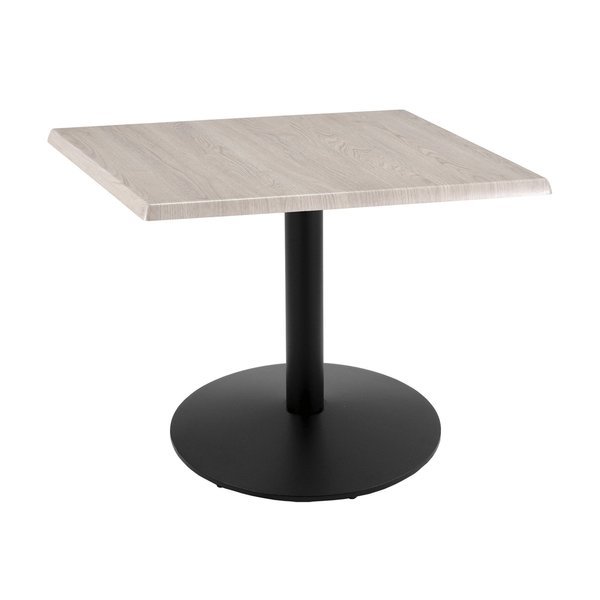 30" Tall OD214 Black Table Base 22" Diameter 30" x 30" Square White Ash Top by the HollBar Stool Co., Holland Bar Stool Co, Mfr#: OD214-2230BWOD30SQWA