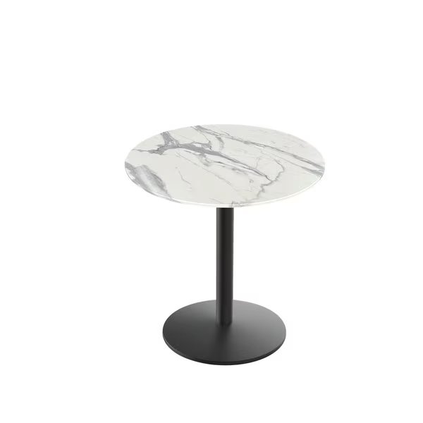 30 Tall OD214 Black Table Base w22 Dia Foot and 36 Dia White Marble Top, IndoorOutdoor, Holland Bar Stool Co, Mfr#: OD214-2230BWODS36RWM
