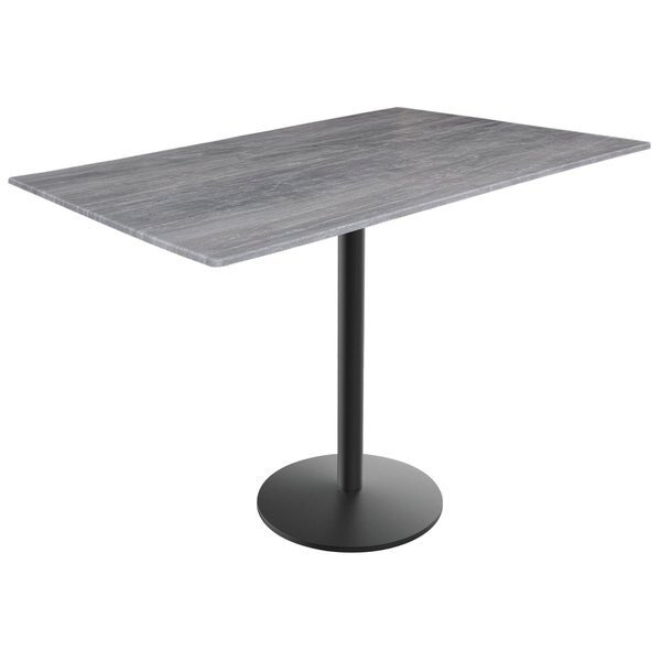 42 Tall OD214 Black Table Base w22 Diameter foot and 32x48 Greystone Top, IndoorOutdoor, Holland Bar Stool Co, Mfr#: OD214-2242BWODS3248GryStn