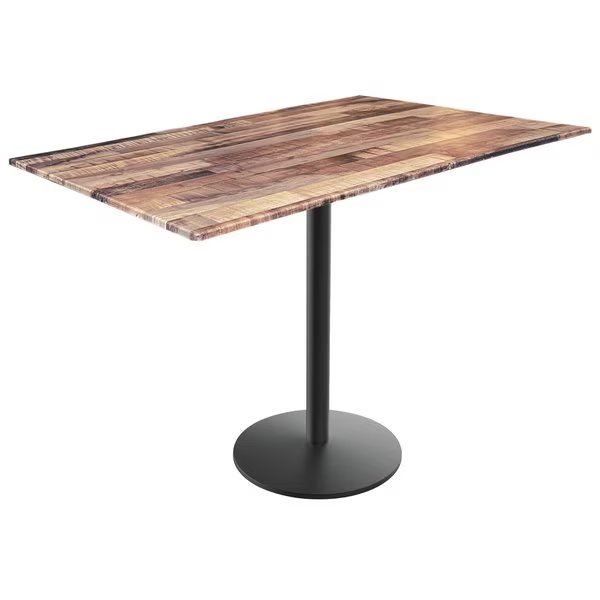 36 Tall OD214 Black Table Base w22 Diameter foot and 32x48 Rustic Top, IndoorOutdoor, Holland Bar Stool Co, Mfr#: OD214-2236BWODS3248Rustic