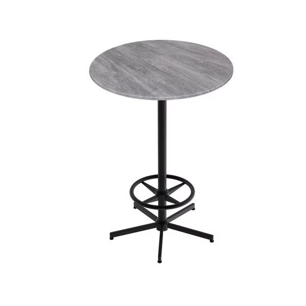 42 Tall OD216 Black Table Base w32 Diameter Greystone Top, IndoorOutdoor, Holland Bar Stool Co, Mfr#: OD21642BWODS32RGryStn