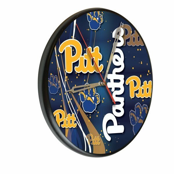 University of Pittsburgh 13" Solid Wood Clock, Holland Bar Stool Co, Mfr#: WClkPBlkPittsb