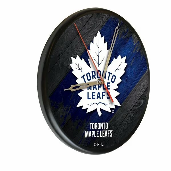 Toronto Maple Leafs 13" Solid Wood Clock, Holland Bar Stool Co, Mfr#: WClkPBlkTorMpl