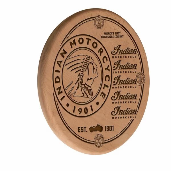 Indian Motorcycle 13" Laser Engraved Solid Wood Sign, Holland Bar Stool Co, Mfr#: WSgnLNatIndn-HD