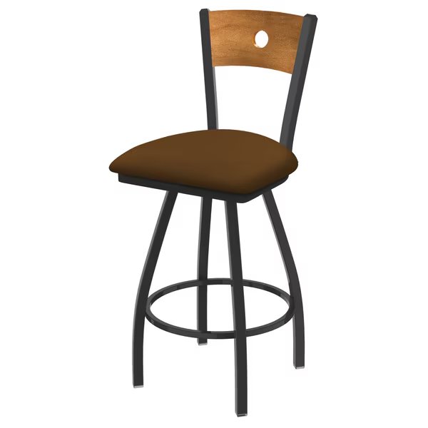 30" Swivel Counter Stool, Pewter Finish, Med Back, Canter Thatch Seat, Holland Bar Stool Co, Mfr#: X830