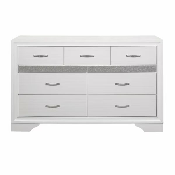 Luster Bedroom Dresser, White, Homelegance, Mfr#: 1505W-5