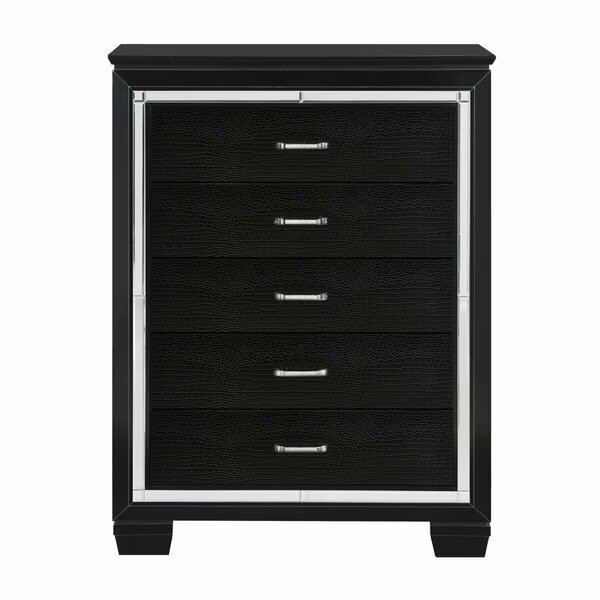 Allura Bedroom Chest, Black, Homelegance, Mfr#: 1916BK-9