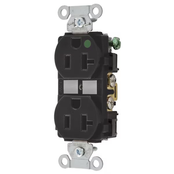 HUBBELL-PRO HG DPLX 20A/125V BK, Hubbell Wiring Device-Kellems, Mfr#: 8300BK