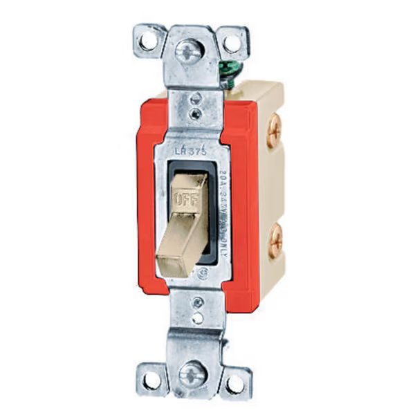 Switches and Lighting Controls, Industrial Grade, Toggle Switches, General Purpose AC, Three Way, 15A 347V AC, Terminal Screws, Ivory, Hubbell Wiring Device-Kellems, Mfr#: HBL18203ICN