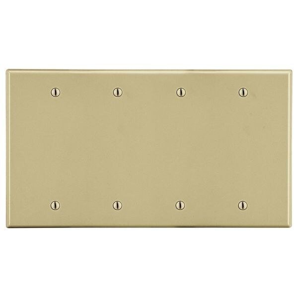 Wallplate, 4-Gang, 4 Box Mount Blank, Ivory, Hubbell Wiring Device-Kellems, Mfr#: P43I
