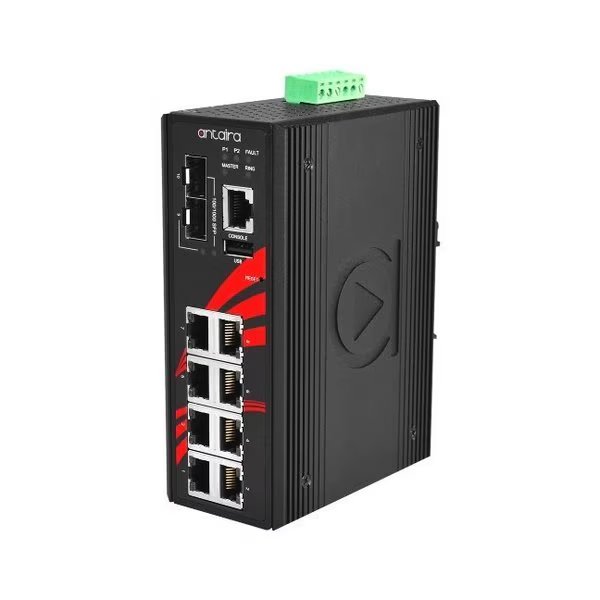10-Port IndustriaL PoE+ Light Layer 3 Managed Ethernet Switch, Antaira, Mfr#: LMP-1002G-SFP-24
