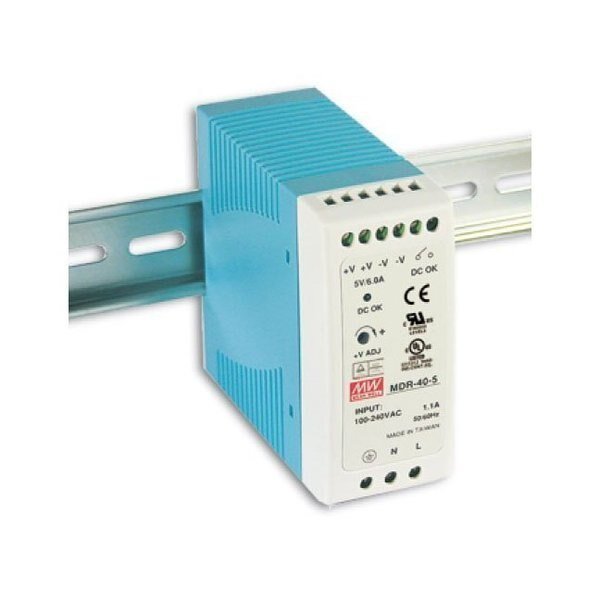 Power Supply, 85 to 264V AC/120 to 370V DC, 48V DC, 40W, 0.83A, DIN Rail, Antaira, Mfr#: MDR-40-48