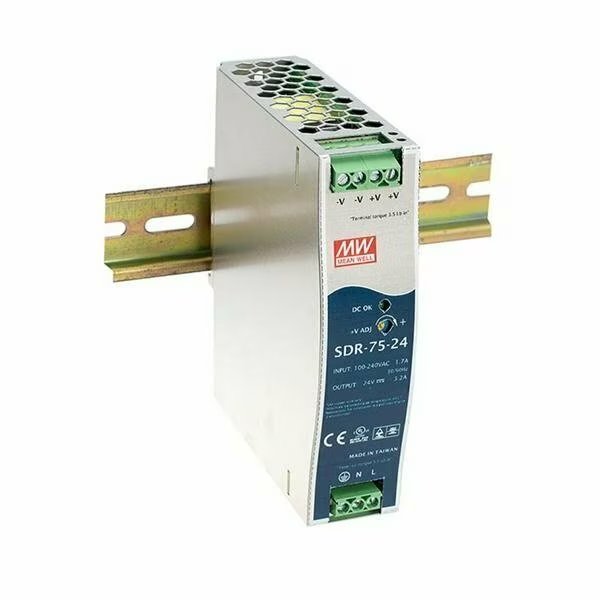 Industrial AC/DC Din Rail Power Supply Single Output 24V 3.6A 75W, Icomtech, Mfr#: SDR-75-24