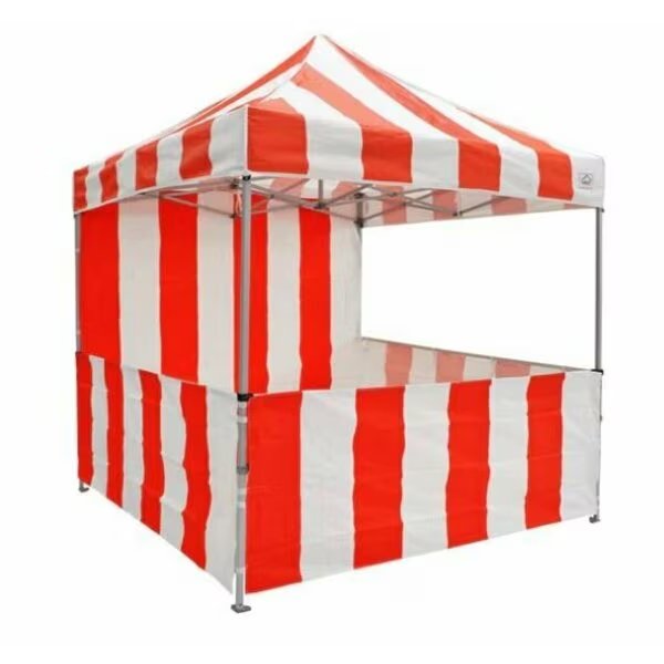 Carnival Kit 8 FT x 8 FT  Steel Frame - 1 Top, 3 Rails Skirts, and 1 Backwall, Red and White, Impact Canopy, Mfr#: 040040011