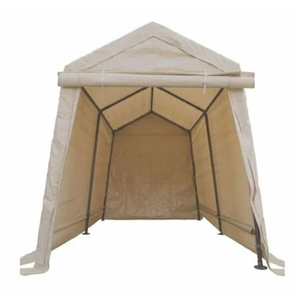 6 FT x 8 FT  Storage Shed, Steel Pipe 37.5mm, Polyethene Cover, TAN, Impact Canopy, Mfr#: 070018150