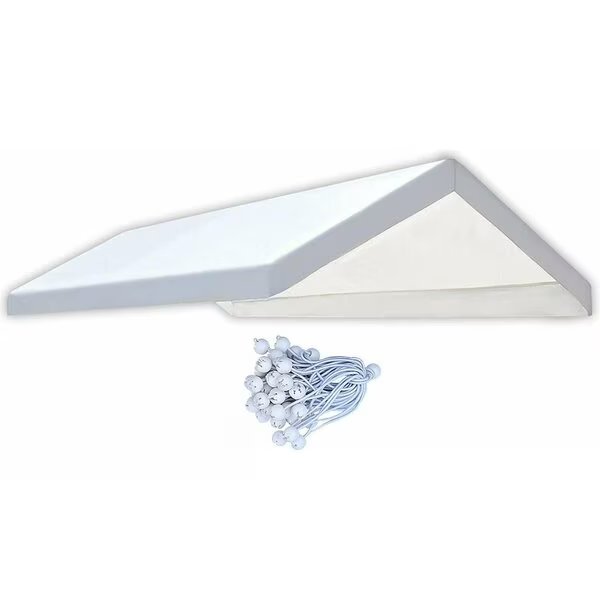 10 FT 8In x 20 FT  Carport Top without Leg Skirts, White, 180g, Impact Canopy, Mfr#: 070111021