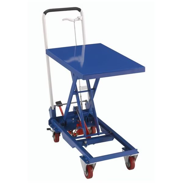 Mobile Scissor Lift Table with Folding Handle, 27 x 17 Platform, 330 Lb. Capacity, Global Industrial, Mfr#: 168073