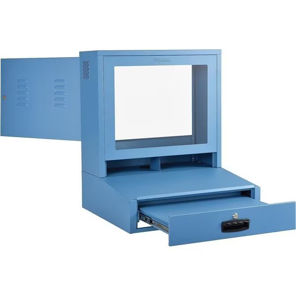 LCD Counter Top Security Computer Cabinet, Blue, 24-1/2W x 22-1/2D x 29-1/2H, Global Industrial, Mfr#: 239114BL