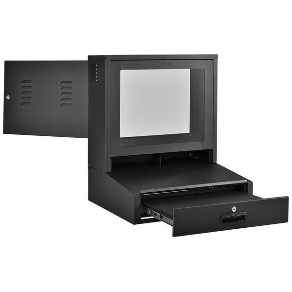 LCD Counter Top Security Computer Cabinet, Black, 24-1/2W x 22-1/2D x 29-1/2H, Global Industrial, Mfr#: 239114BK