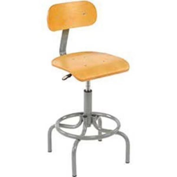Swivel Stool With Pneumatic Height Adjustment, Wooden, Global Industrial, Mfr#: 240150