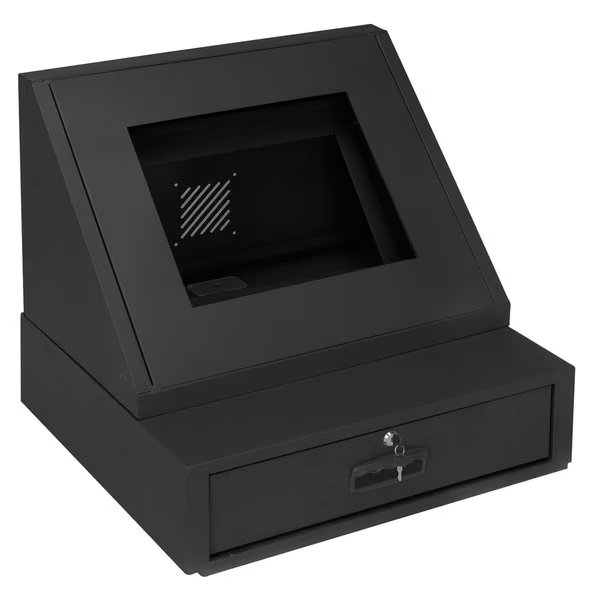 LCD Console Counter Top Security Computer Cabinet, Black, 24-1/2W x 22-1/2D x 22-1/8H, Global Industrial, Mfr#: 273114BK