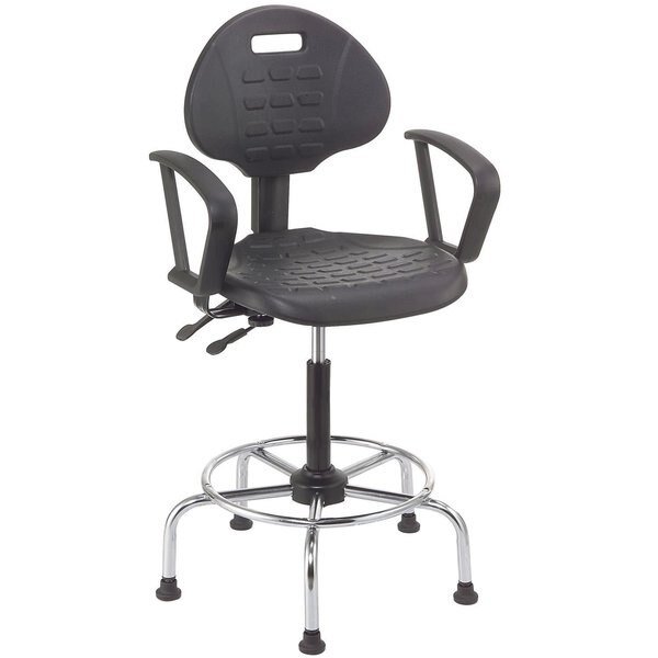 4 Way Adjustable Stool with Chrome Base & Armrests, Polyurethane, Global Industrial, Mfr#: 240275