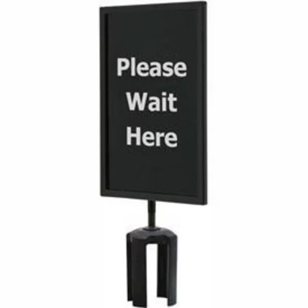 7x11 1/4 Acrylic Sign, Black, Please Wait Here Single Side, Queueway, Mfr#: QWAYSIGN-7" X 11"-PLEASE WAIT HERE (ONE SIDE)
