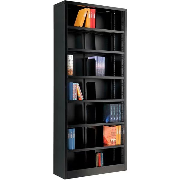 All Steel Bookcase 36 W x 12 D x 84 H Black 7 Openings, Global Industrial, Mfr#: 277442BK